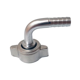 Adaptateur coudé pour tête - robinet 1/2" acier inoxydable (écrou à oreilles)