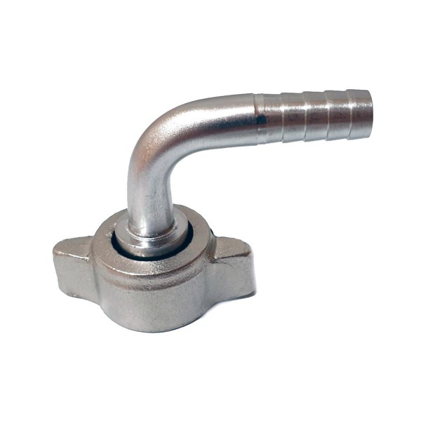 Adaptateur coudé pour tête - robinet 1/2" acier inoxydable (écrou à oreilles) Adaptateur coudé pour tête - robinet 1/2" acier inoxydable (écrou à oreilles)