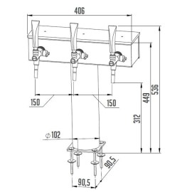 Colonne Lindr T Grand avec 3 robinets Colonne Lindr T Grand avec 3 robinets