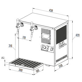 Lindr SODA AS - 45 avec banque de glace, 2 robinets en acier inoxydable Lindr SODA AS - 45 avec banque de glace, 2 robinets en acier inoxydable
