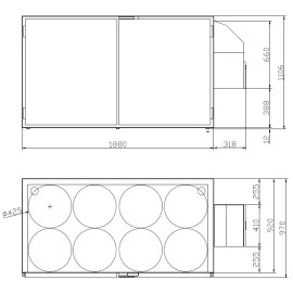 Refroidisseur de fûts en acier inoxydable - 8 fûts de 50l Refroidisseur de fûts en acier inoxydable - 8 fûts de 50l
