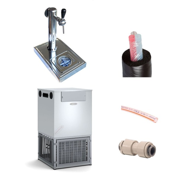 Ensemble préinstallé refroidisseur V-100 + colonne avec un robinet + égouttoir avec rince-verres Ensemble préinstallé refroidisseur V-100 + colonne avec un robinet + égouttoir avec rince-verres