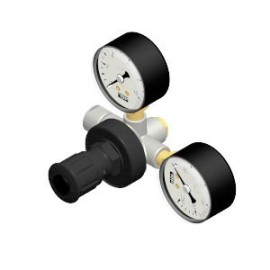 Mini détendeur primaire avec 2 manomètres et valve - bouteilles non réutilisables (3/8")