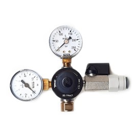 Mini détendeur primaire avec 2 manomètres et valve - bouteilles non réutilisables (3/8")