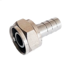 Raccord droit hexagonal en acier inoxydable de 10 mm (pour tuyaux de 1/2", 14 et 16 mm) avec filetage de 5/8".