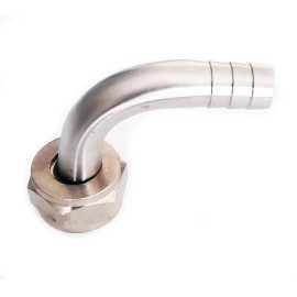 Adaptateur coudé en acier inoxydable 10mm (pour tuyau 1/2", 14 et 16mm) avec filetage 5/8