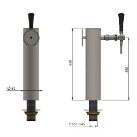 Colonne Event en acier inoxydable avec médaillon, phyton préinstallé, avec robinet SIA Colonne Event en acier inoxydable avec médaillon, phyton préinstallé, avec robinet SIA