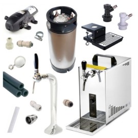 Ensemble colonne avec robinet +  égouttoir avec support + glacière + pompe Bevjet + fût Cornelius 19L
