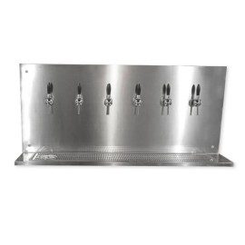 Panneau de support en acier inoxydable pour 8 robinets avec emplacement pour l'égouttoir