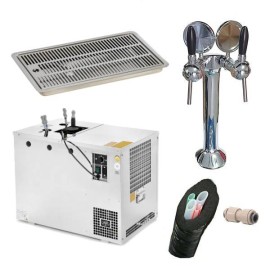 Ensemble glacière préinstallée AS - 110 INOX Tropical NEW + colonne avec 2 robinets + égouttoir encastrable