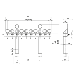 Colonne Lindr "T" avec sorties 10 x 5/8