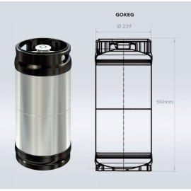 Fût GOKEG de 20 L en acier inoxydable avec plongeur de type A Fût GOKEG de 20 L en acier inoxydable avec plongeur de type A