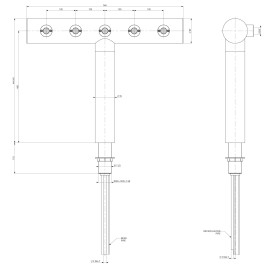 Colonne en T 5 sorties 5/8" sans robinets, préinstallée avec phyton