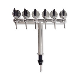 Colonne en « T » 6 sorties 5/8" avec robinets et médaillons Cosmo, préinstallés avec tubes