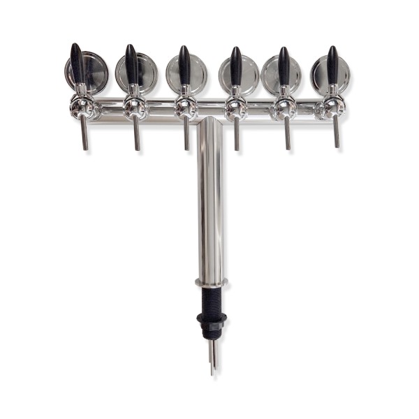 Colonne en « T » 6 sorties 5/8" avec robinets et médaillons Cosmo, préinstallés avec tubes Colonne en « T » 6 sorties 5/8" avec robinets et médaillons Cosmo, préinstallés avec tubes