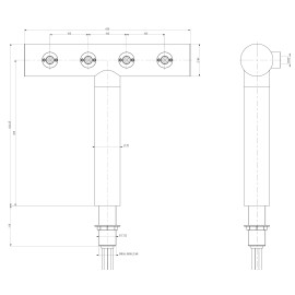 Colonne en « T » 4 sorties 5/8" avec robinets et médaillons Cosmo, préinstallés avec tubes