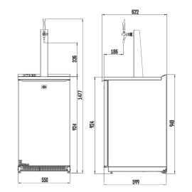 Réfrigérateur Kegerator Combi Cold Bar 50 avec colonne et robinet