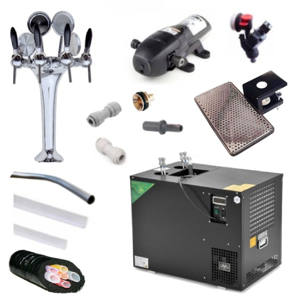 Ensemble colonne BIB 4 robinets + refroidisseur AS-110 avec thermostat manuel + pompes Bevjet Compact + têtes BIB Vitop