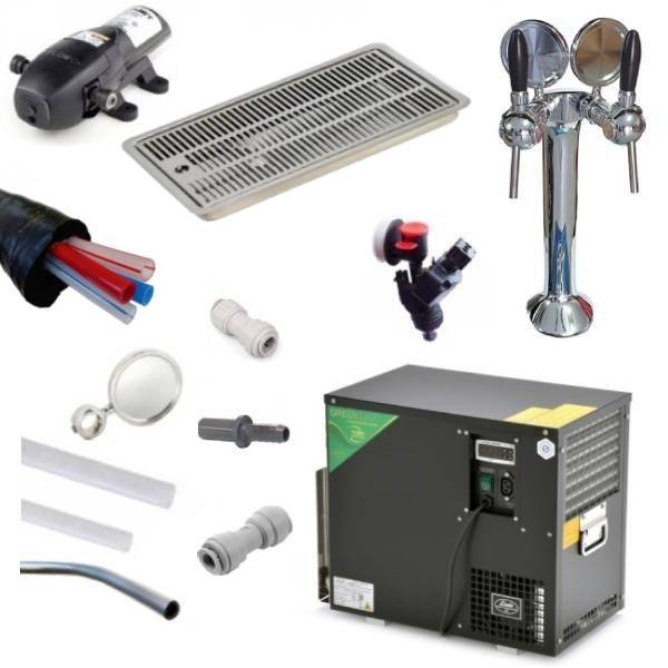 Pack BIB colonne avec 2 robinets + refroidisseur AS 40 à thermostat numérique + pompe Bevjet + BIB Vitop + égouttoir encastrable