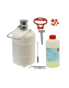 Kits de sanitation, fûts de nettoyage et têtes de rinçage.